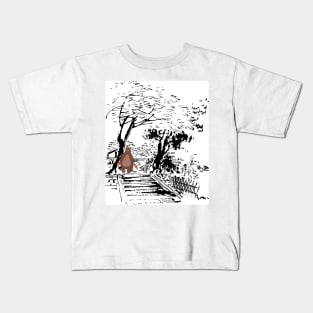 Hungry bear under the tree Kids T-Shirt